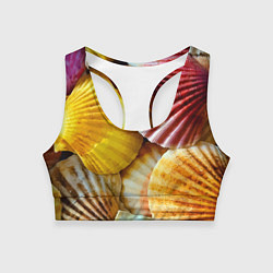 Топик спортивный женский Разноцветные створки океанских раковин, цвет: 3D-принт
