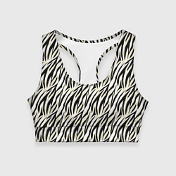 Женский спортивный топ Тигровый полосатый узор-черные, бежевые полосы на