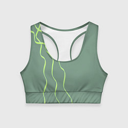 Топик спортивный женский Абстрактные зеленые линии на фоне цвета хаки, цвет: 3D-принт