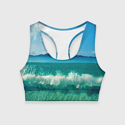 Топик спортивный женский Волна набегает на берег, цвет: 3D-принт