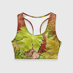 Топик спортивный женский Осенние листья клёна - паттерн, цвет: 3D-принт