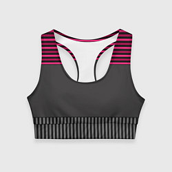 Женский спортивный топ Комбинированный серый с красным полосатый узор