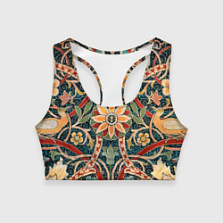 Топик спортивный женский Ковер с птицами, цвет: 3D-принт