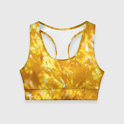 Топик спортивный женский Золотые листья на ветках, цвет: 3D-принт