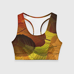 Топик спортивный женский Осенние крупные листья, цвет: 3D-принт