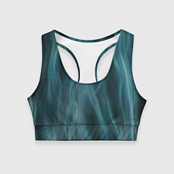 Топик спортивный женский Прерывистый абстрактный синий дым во тьме, цвет: 3D-принт