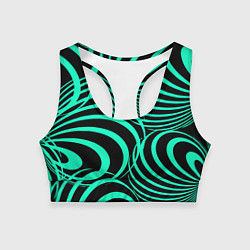 Топик спортивный женский Зелёные полоски, цвет: 3D-принт