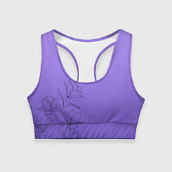 Женский спортивный топ Красивый фиолетовый градиент с цветами