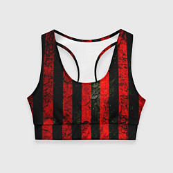 Топик спортивный женский Красно-черный фон в полоску, цвет: 3D-принт