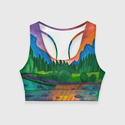 Топик спортивный женский Закат на реке, цвет: 3D-принт