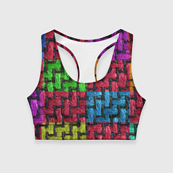 Топик спортивный женский Грубая вязка - цветная клетка - fashion 2044, цвет: 3D-принт