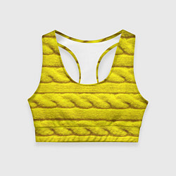 Топик спортивный женский Жёлтый свитер - Осень-Зима 2028, цвет: 3D-принт