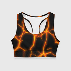 Топик спортивный женский Оранжевые неоновые трещины, цвет: 3D-принт