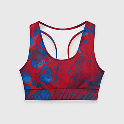Топик спортивный женский Красно-синие разводы, цвет: 3D-принт
