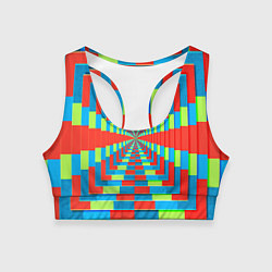 Топик спортивный женский Разноцветный туннель - оптическая иллюзия, цвет: 3D-принт