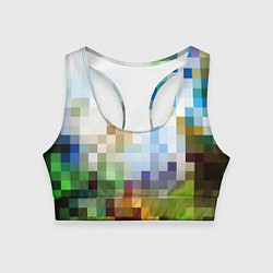 Топик спортивный женский Пиксельная абстракция, цвет: 3D-принт
