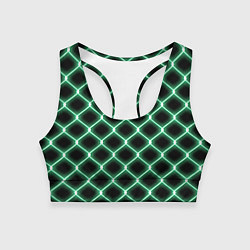 Топик спортивный женский Зелёная неоновая сетка, цвет: 3D-принт
