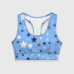 Топик спортивный женский Звёзды на голубом фоне, цвет: 3D-принт