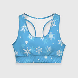 Топик спортивный женский Голубой снегопад, цвет: 3D-принт