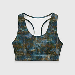 Топик спортивный женский Синий и коричневый абстрактный гранжевый, цвет: 3D-принт