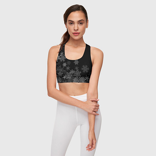 Женский спортивный топ Красивые белые снежинки / 3D-принт – фото 3