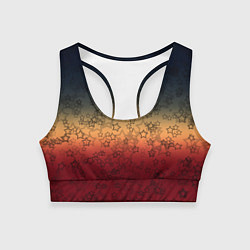 Топик спортивный женский Звезды на градиентном серо красном фоне, цвет: 3D-принт
