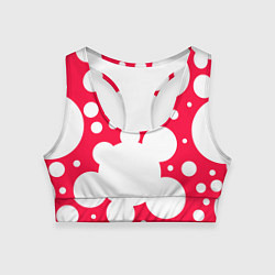 Топик спортивный женский Красное в белый горошек, цвет: 3D-принт