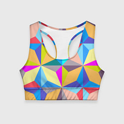 Топик спортивный женский Полностью разноцветный ромбический паттерн, цвет: 3D-принт