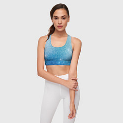 Топик спортивный женский Снег, туман и блёстки, цвет: 3D-принт — фото 2