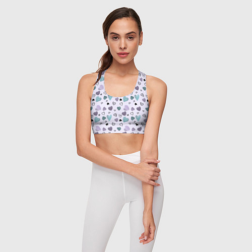 Женский спортивный топ Розовый паттерн с сердечками / 3D-принт – фото 3