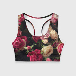 Топик спортивный женский Нежные кустовые розы, цвет: 3D-принт