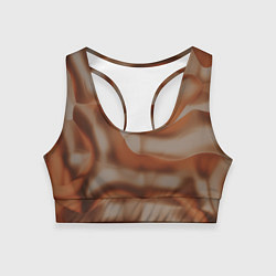 Топик спортивный женский Тёмно-золотистые абстрактные волны, цвет: 3D-принт