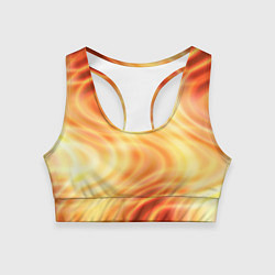 Топик спортивный женский Абстрактные оранжево-жёлтые солнечные волны, цвет: 3D-принт