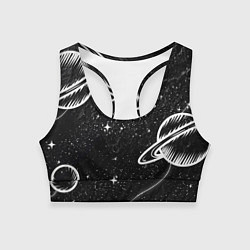 Топик спортивный женский Черно-белый Сатурн, цвет: 3D-принт