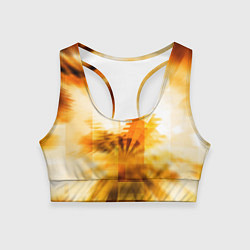 Топик спортивный женский Ярко-жёлтое свечение и пиксели, цвет: 3D-принт