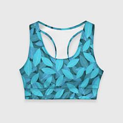 Топик спортивный женский Бирюзовые листья, цвет: 3D-принт