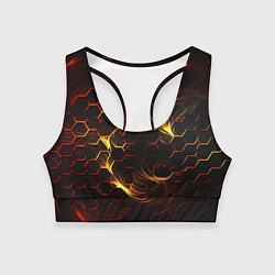 Топик спортивный женский Огненные объемные плитки, цвет: 3D-принт