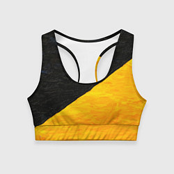 Топик спортивный женский Черно-желтые масляные краски, цвет: 3D-принт