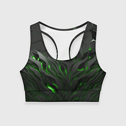 Топик спортивный женский Объемные черные и зеленые линии, цвет: 3D-принт