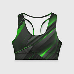 Женский спортивный топ Черно-зеленые объемные полосы