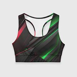Топик спортивный женский Объемная текстура с зеленым свечением, цвет: 3D-принт