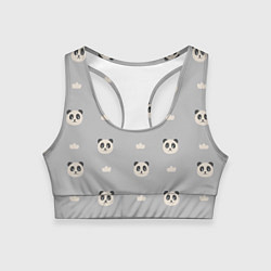 Топик спортивный женский Пандочки и облачка - паттерн серый, цвет: 3D-принт