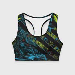 Топик спортивный женский Зеленая объемная абстракция, цвет: 3D-принт