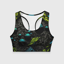 Топик спортивный женский Зеленые абстрактные листья, цвет: 3D-принт