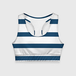 Топик спортивный женский Бело-синий полосатый узор, цвет: 3D-принт