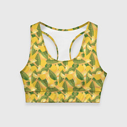 Топик спортивный женский Летний паттерн с ананасами, цвет: 3D-принт