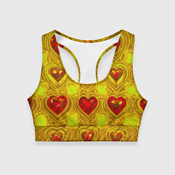 Топик спортивный женский Узор рубиновые сердца, цвет: 3D-принт