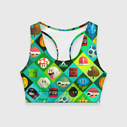 Топик спортивный женский Марио паттерн, цвет: 3D-принт