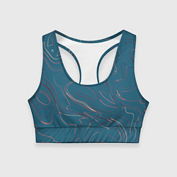 Топик спортивный женский Бирюзовый линии абстракция, цвет: 3D-принт