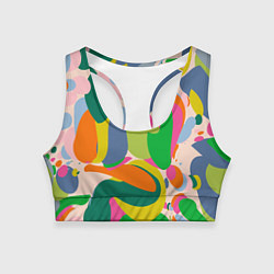 Топик спортивный женский Краски абстрактные линии, цвет: 3D-принт